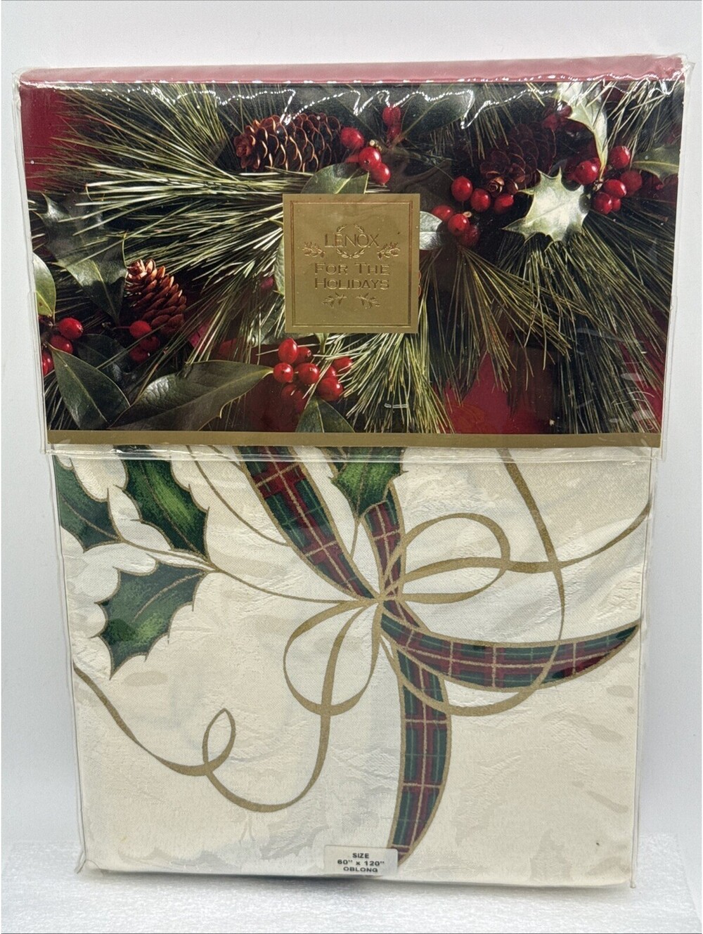 Lenox Christmas For the Holidays Tablecloth Oblong 60x120” Vintage Fine Linen